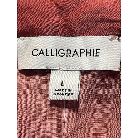 Calligraphie Womens Rust Button-Up Collared Shirt Drawstring Hem Size Large - Picture 6 of 8